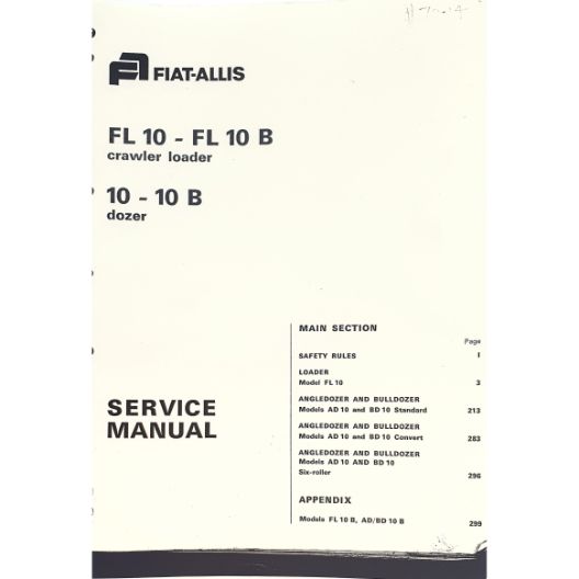 MANUAL SERVICE FIAT 10 - 10B (Part Number: MANWSFIAT10) - Call South Burnett Tractor Parts on 07 4164 2000