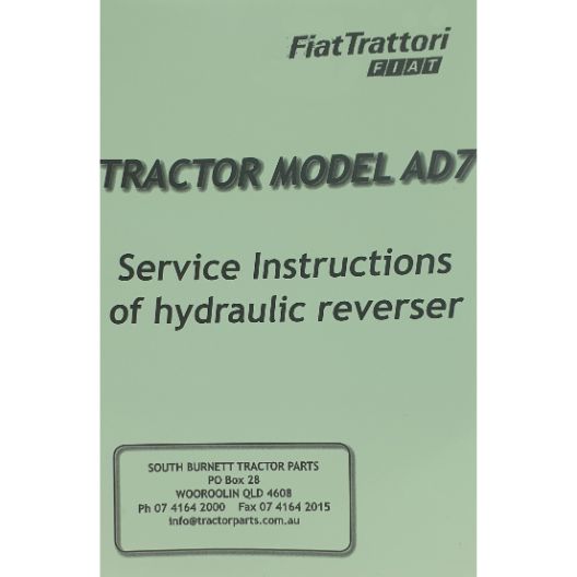 MANUAL SERVICE FIAT AD7  (Part Number: MANWSFIATAD7) - Call South Burnett Tractor Parts on 07 4164 2000